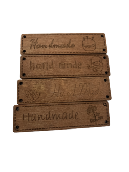 Labels hout Handmade DIY 17x64mm p/4st