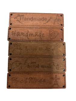 Labels hout Handmade DIY 17x64mm p/5st