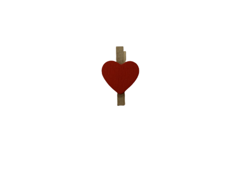 Knijper mini hartje rood 1.5cm p/12st hout 