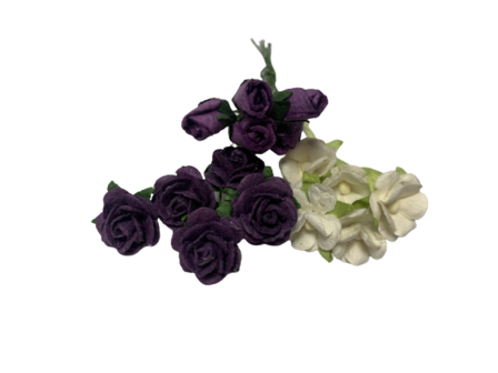 Bloemen paars/creme 15mm p/15st 3 soorten