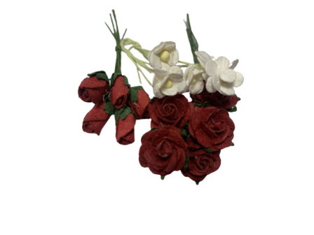 Bloemen rood/wit 15mm p/15st 3 soorten