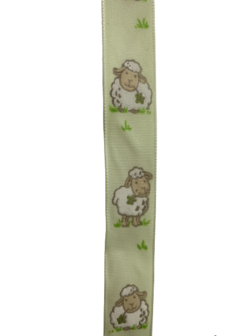 Lint groen schapen 25mm p/m met draad