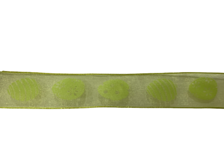 Lint groen paasei 25mm p/mtr organza met ijzerdraad 