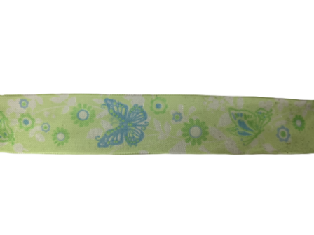 Lint groen vlinder 25mm p/mtr met draad 