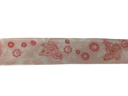 Lint roze vlinder 25mm p/mtr met draad 