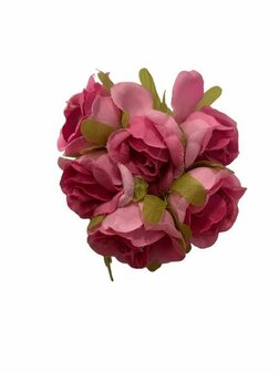 Bloemen roze rozen 2cm p/6st
