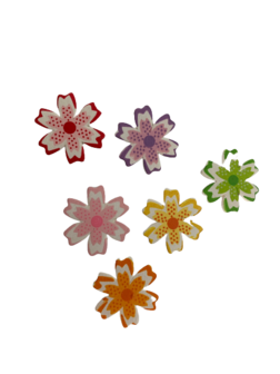 Bloemen puntig gekleurd 25mm p/25st houten 