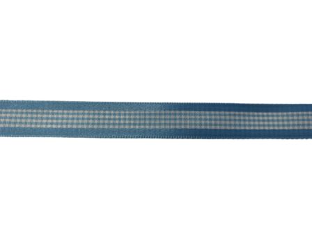 Lint lichtblauw satijn 15mm p/20mtr ruit in het midden