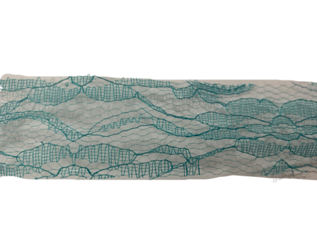Lint turquoise 40mm p/mtr kant lace opengewerkt 