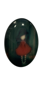 Medaillon insert meisje rode jurk 2.5x2cm p/st