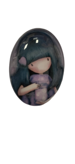 Medaillon insert meisje lila met hartje in haar 2.5x2cm p/st