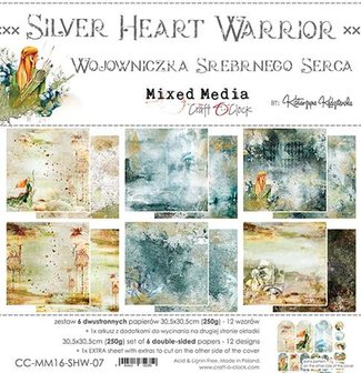Paper pad 30.5x30.5cm Silver heart warrior p/6vel