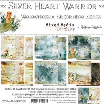 Paper pad 20.3x20.3cm Silver heart warrior p/24vel
