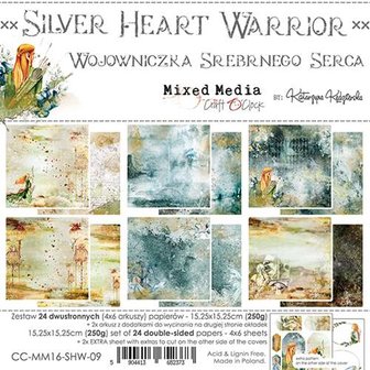 Paper pad 15.25x15.25cm Silver heart warrior p/24vel