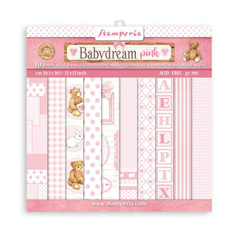 Paper pad 30.5x30.5cm Babydream Pink p/10vel