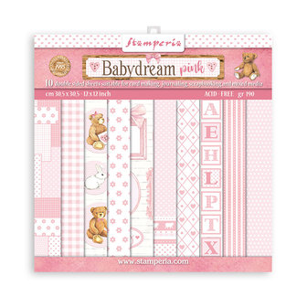 Paper pad 20x20cm Babydream Pink p/10vel 