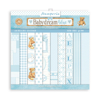 Paper pad 20x20cm Babydream Blue p/10vel 