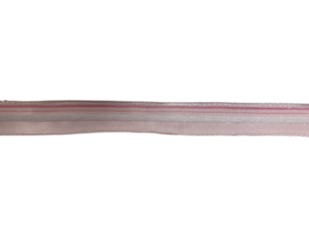 Lint organza streep langwerpig met draad 10mm p/m roze