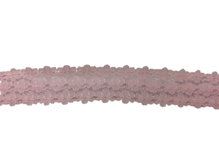 Lace gestijfd roze 3 rijen 25mm p/mtr