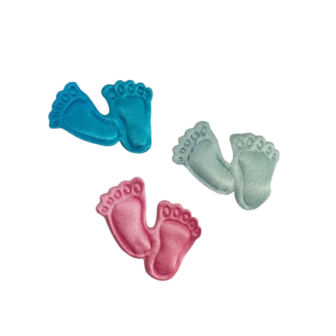Stoffen voetjes aquablauw 4x2.5cm p/25st
