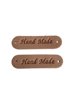 Label roze Handmade nepleer 6x1cm p/st (roze)