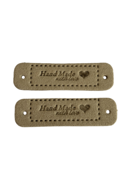 Label creme Handmade with love nepleer 7x1.5cm p/st