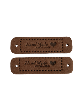 Label bruin Handmade with love nepleer 7x1.5cm p/st