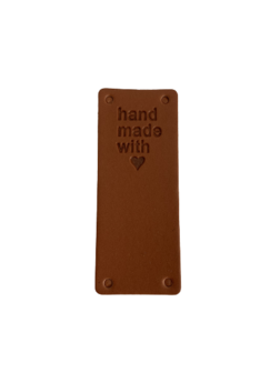 Label bruin Handmade with love nepleer 6.5x2cm p/st dubbel