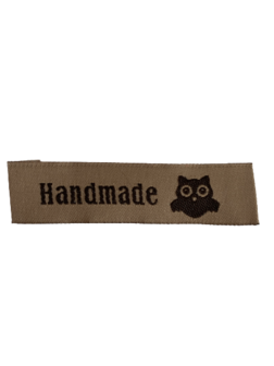 Stoffen label uil handmade 6x1.5cm p/st