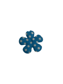 Bloemen blauw stof met stip 25mm p/4st