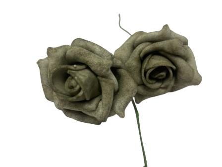 Bloemen vintage grijs 4cm p/6st roosjes