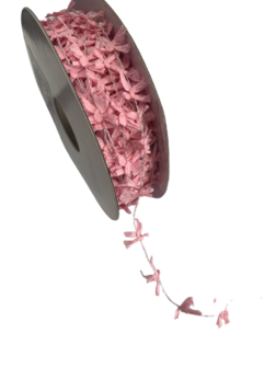 Lint roze strikjes 10mm p/mtr ijzerdraad Barby 