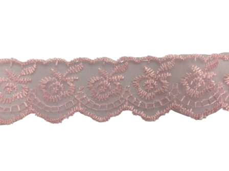 Kant roze lace 38mm p/mtr 