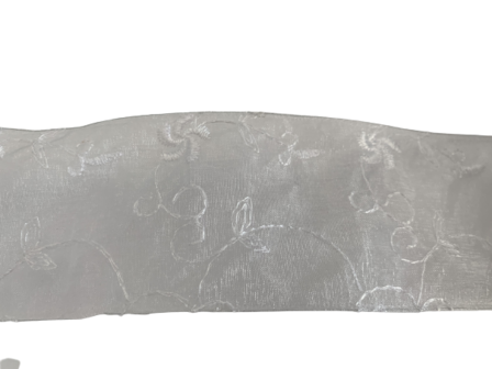 Lint wit gestikte krullen 62mm p/m organza