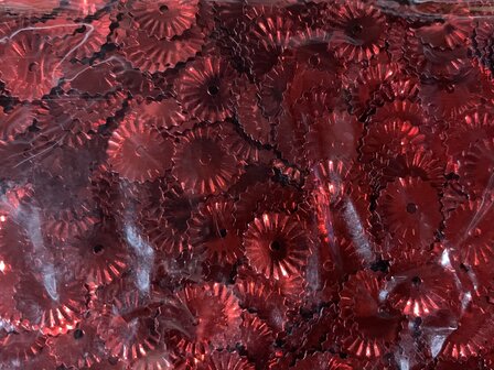 Confetti rood pailletten p/15gr zonnetjes rond 