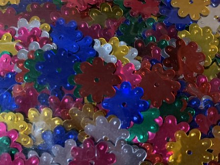 Strooi confetti assorti kleuren pailletten p/15 bloem