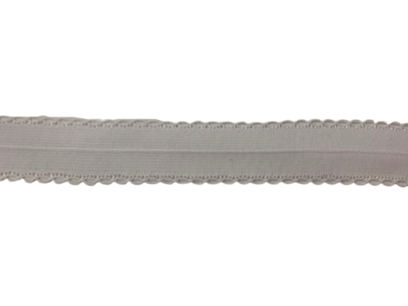 Lint wit Favola kantje met streep in het midden 22mm p/mtr 