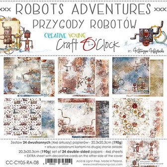 Paper pad 20.3x20.3cm Robot Adventures p/24vel