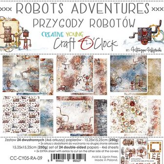Paper pad 15.25x15.25cm Robot Adventures p/24vel