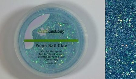 Foamball clay glitter lichtblauw luchtdrogende klei p/23gr