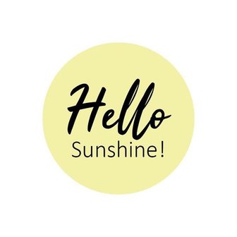 Sticker Hello Sunshine! 40mm p/20st geel