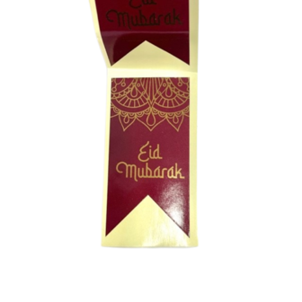 Sticker Eid mubarak 60x30mm p/20st rood