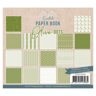 Paper pad Olive dots 15x15cm p/22vel