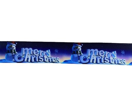 Lint blauw Merry christmas 22mm p/m