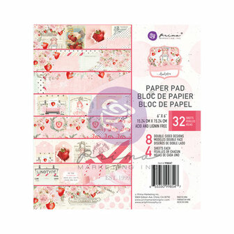 Paper pad 15x15cm Strawberry milkshake p/32vel