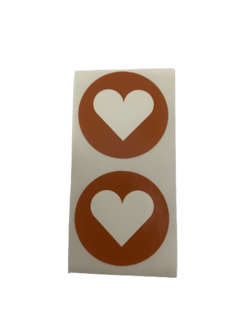 Sticker roestbruin hart p/20st