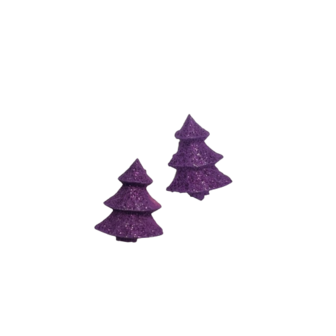 Plakker kerstboom paars glitter p/25st polystone