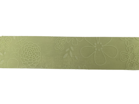 Lint groen organza 38mm p/10mtr bloemen 