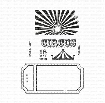 Stamp Circus ticket 57x27,5mm p/st