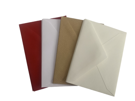 Envelop assorti creme/rood/wit/kraft  7x10cm p/10st 